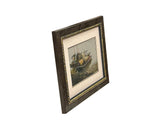 Vintage Embroidery River Vessel Boats Rectangular Framed Art GB663S