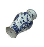 Vintage Chinese Blue White Fruits Flowers Graphic Porcelain Art Vase GB669S