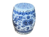 9.5" Chinese Blue White Porcelain Double Dragons Round Shape Stand Display Art GB677S