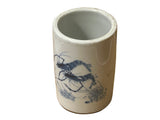Chinese Distressed White Porcelain Blue Shrimps Graphic Holder Vase GB683S