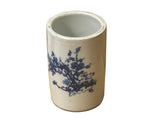 Chinese Distressed White Porcelain Blue Blossom Flower Graphic Holder Vase GB684S