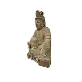 Vintage Rustic Wood Finish Sitting Bodhisattva Buddha Statue GB712S