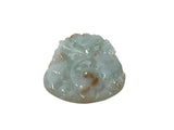 Natural Jade Stone Carved Buddha Fishes Lotus Leaf Display Pendant Art GB739S
