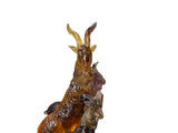 Golden Orange 3 Rams Crystal Glass Fengshui Display Art Figure GB768S