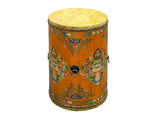 Distressed Light Orange Tibetan Style Jewel Symbol Round Drum Table GB770S