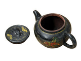 Oriental Zisha Clay Black Glaze Foo Dogs Lions Graphic Display Art Teapot GB779S