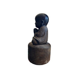 25" Oriental Chinese Zen Young Monk Siting Meditation Stone Statue GB823S