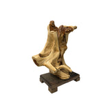 Cypress Root Wood Carved Irregular Happy Buddha Statue Artistic Figure GB844S