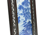 Oriental Blue White Tree Mountain Scenery Porcelain Framed Wall Panel Art GB865S