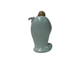 Joyful Laughing Buddha Light Celadon Robe Ceramic Coin Bat Ru Yi Figure GB873S