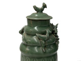 Vintage Oriental Dragon Motif Celadon Glaze Ceramic Art Jar GB881S