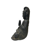 19" Rustic Iron Cross Leg Bodhisattva Guanyin Avalokiteshvara Blessing Mudra Statue GB903S