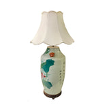 Chinese White Pink Lotus Flower Porcelain Round Base Table Lamp ws3148S