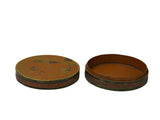 Vintage Handmade Round Brown Golden Scenery Artistic Wood Box GB773S