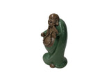Joyful Laughing Buddha Gloss Dark Jade Green Robe Ceramic Coin Bat Ru Yi Figure GB874S