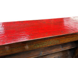 Vintage Orange Red Brown Floral Graphic Credenza Sideboard Cabinet ws4314S