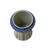 Blue Tan White Strips Ceramic Round Container Urn Jar ws3265S