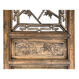 Chinese Vintage Floral Pattern Wood Floor Panel Screen cs2649S