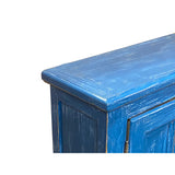 Distressed Blue Lacquer Slim Narrow Single Door Side Cabinet Chest cs7674S