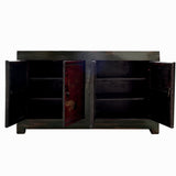 Vintage Chinese Tiger Crane Red Doors Green Top TV Media Console Table cs7684S