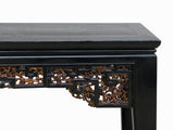 Chinese Vintage Black Golden Carving Long Altar Console Table cs7749S