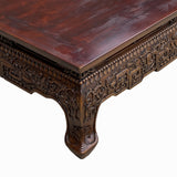 Vintage Rustic Brown Ru Yi Carving Rectangular Wood Kang Coffee Table cs7754S