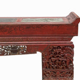 Chinese Vintage Brick Red Golden Carving Long Altar Console Table cs7756S
