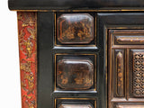Chinese Brown Bold Drawers Doors Golden Graphic Credenza Table Cabinet cs7758S