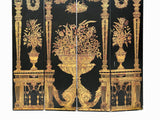 Chinese Black Base Golden Vases Pedestal Theme Floor Screen Divider cs7781S