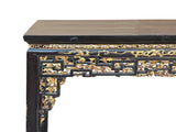 Chinese Vintage Black Golden Carving Motif Tall Altar Console Table cs7784S