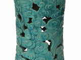 Ceramic Clay Turquoise Cloud Scroll Round Tall Pedestal Table Display Stand cs7785S