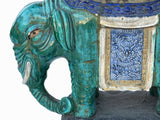 Ceramic Handmade Chinese Green Blue Oriental Elephant Pedestal Figure cs7786S