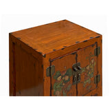 Chinese Distressed Orange People Graphic End Table Nightstand cs7806S