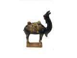 Oriental Ceramic Sancai Dark Blue Brown Beige Fengshui Artistic Camel Figure GB882S