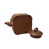 Vintage Chinese Brown Square Shape Zisha Clay Teapot Art Display JK294S