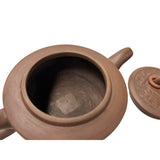 Vintage Brown Round Shape Coin Pattern Zisha Clay Teapot Art Display JK296S