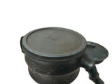 Vintage Chinese Gray Blue Round Shape Bamboo Theme Zisha Clay Teapot Art Display JK299S