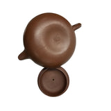 Vintage Brown Round Heart Shape Scroll Pattern Zisha Clay Teapot Art Display JK300S