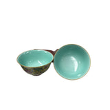 Pair Chinese Porcelain Yellow Enamel Flower Cup Display Art JK307S