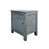 Oriental Distressed Medium Gray 1 Door End Table Nightstand Chest ws4423S