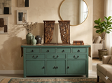 Chinese Turquoise Blue 7 Drawers Sideboard Buffet Credenza Table Cabinet cs7735S