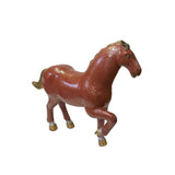 Vintage Chinese Metal Brick Red Golden Tail Fengshui Horse Figure ws3279S