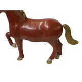 Vintage Chinese Metal Brick Red Golden Tail Fengshui Horse Figure ws3278S