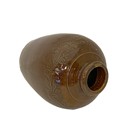 Vintage Chinese Handmade Ceramic Brown Glaze Vase Jar ws3429S Vintage Chinese Handmade Ceramic Brown Glaze Vase Jar ws3429S
