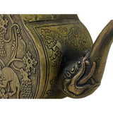 Asian Cast Metal Bronze Color Bird Squirrel Teapot Shape Display Art ws3448S