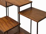 Brown Wood Step Shape Table Top Curio Display Easel Stand ws3498S