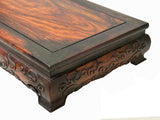Brown Oriental Lotus Carving Rectangular Display Table Stand Riser ws3499S