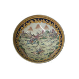 Chinese Oriental Vintage Round Domino Puppy Horse Riding Porcelain Bowl ws3519S