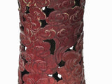 Ceramic Brick Red Cloud Scroll Round Tall Pedestal Table Display Stand ws3528S