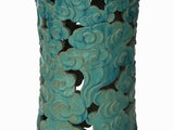 Ceramic Clay Turquoise Cloud Scroll Round Tall Pedestal Table Display Stand ws3529S